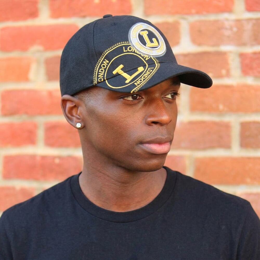 Robin Ruth London Badge Baseball Cap Black Gold 3d Embroidered Streetwear Hat